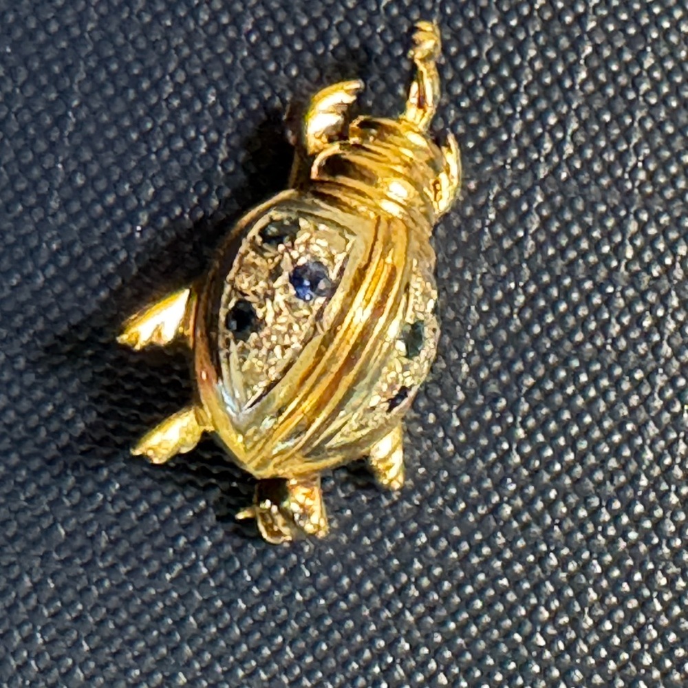 Vintage 14k Gold and Black diamond Pendant pin